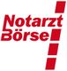 "Rotes Notarzt Börse-Logo mit vertikalen Streifen."