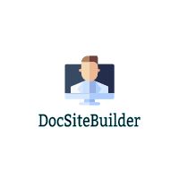 Logo mit stilisiertem Kopf auf Monitor, darunter Text: "DocSiteBuilder".