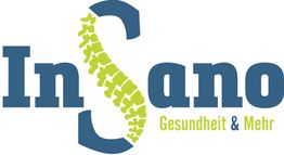 Logo mit Schriftzug "Insano", stilisierter Wirbelsäule und Text "Gesundheit & Mehr".