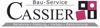 Logo für Bau-Service Cassier mit grafischen Elementen und schwarzer Schrift.