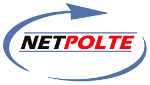 Blaues Pfeil-Logo mit dem Text "NETPOLTE", "NET" in Schwarz, "POLTE" in Rot.