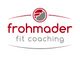 Logo von "frohmoder fit coaching" in Rot und Grau mit stilisiertem Symbol oben.