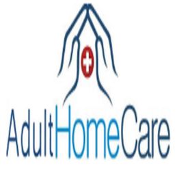 Adult Home Care logo featuring hands with a medical cross.