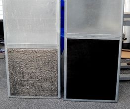 Schalldämpfer vor und nach der Reinigung