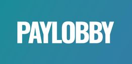 Text "PAYLOBBY" in Weiß auf blauem Hintergrund.