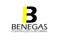 Logotipo da Benegas Construções & Reformas com a letra B em preto e amarelo.