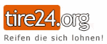 Logo von tire24.org mit Slogan "Reifen die sich lohnen!" in schwarzer Schrift auf weißem Hintergrund.