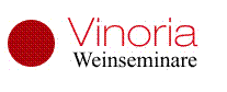 Roter Punkt neben dem Text "Vinoria Weinseminare" auf weißem Hintergrund.