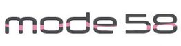 Schriftzug "mode 58" mit rosa Linie, stilvolle und moderne Typografie.