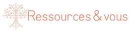 Logo "Ressources & vous" avec un arbre stylisé à gauche, couleurs beige et rose clair.