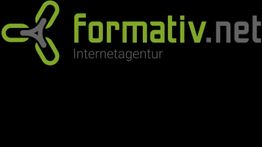 Logo von formativ.net, einer Internetagentur, mit grün-grauer Grafik auf schwarzem Hintergrund.