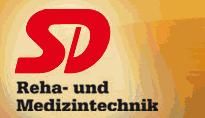 Rotes Logo "SD", darunter "Reha- und Medizintechnik" auf einem gelben Hintergrund.