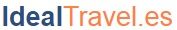 Texto "IdealTravel.es" en tipografía moderna con colores azul y naranja.