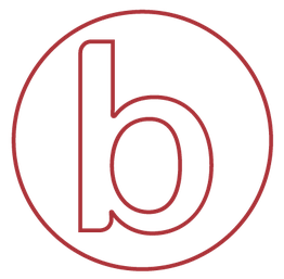 Lowercase "b" in a red circle.