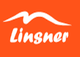 Logo mit weißem Text "Linsner" vor einem stilisierten Vogel auf orangefarbenem Hintergrund.