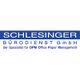 Logo von Schlesinger Bürodienst GmbH mit dem Slogan: "Der Spezialist für OPM Office Paper Management".