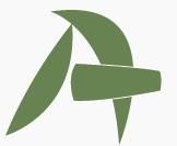 Grøn abstrakt form som ligner bogstavet A på en hvid baggrund.