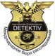 Wappen mit Adler und Schachbrettmuster, beschriftet mit "Internationale Ermittlungsbüro DETEKTIV".