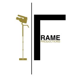 Logo von Frame Productions mit Kamerasymbol und großem Buchstaben F.