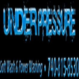 Text saying "UNDER PRESSURE" with "Soft Wash & Power Washing" and a phone number below.