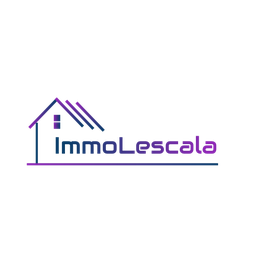Logo de ImmoLescala con diseño de casa estilizada en colores morado y azul.