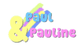 Text "Paul & Pauline" in bunten, pastellfarbenen Buchstaben mit einem gelben "&"-Zeichen.