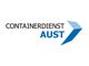 Logo von Containerdienst Aust mit einem blauen Pfeil nach rechts.