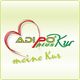 Logo mit rotem Herz und dem Text "Adipo Plus Kur - meine Kur" auf grünem Hintergrund.