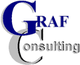 Logo mit Schriftzug "Graf Consulting" in Blau und Grau.