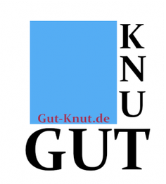 Bild mit Text "Gut-Knut.de", einem blauen Quadrat und den Worten "GUT" und "KNUT".