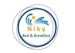 Logo di "Niky Bed & Breakfast" con disegni astratti blu e arancioni in cerchi concentrici.
