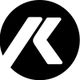 Schwarzes Kreis-Logo mit einem stilisierten, weißen "K" in der Mitte.