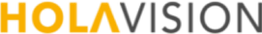 Logo con texto "HOLAVISION" en letras negras y naranjas sobre fondo blanco.