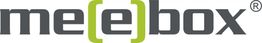 Logo mit Schriftzug "me[e]box" in Grau und Grün. Rechteckige Klammern um das "e".