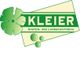 Grünes Logo mit Blume und Schriftzug "KLEIER Garten- und Landschaftsbau".