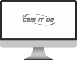 Ein Monitor mit dem Logo "CEIS-IT-DE" und einem Pfeil.