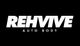 "Rehvive Auto Body logo in bold, white text on a black background."