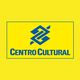 Logotipo azul do Centro Cultural sobre fundo amarelo.