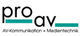 Logo von "pro av" mit Text: AV-Kommunikation + Medientechnik.