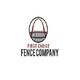 Logo of First Choice Fence Company with a red arch and black fence design.