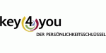 Logo mit Text "key4you" und Slogan "Der Persönlichkeitsschlüssel" darunter.