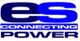 Logo mit den Buchstaben "es" und dem Text "Connecting Power" in blauer Schrift.