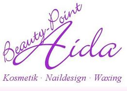 Lila Schriftzug: "Beauty-Point Lida, Kosmetik, Naildesign, Waxing".