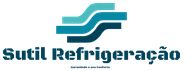 Logo da Sutil Refrigeração com linhas azuis sobrepostas e texto abaixo.
