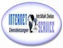 Logo mit Text: "Internet Dienstleistungen Service", Weltkugel und Menschen-Ikonen.