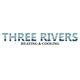 Text: "Three Rivers Heating & Cooling" in blue uppercase letters.