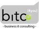 Logo von Bitco in Grau und Grün mit dem Slogan „business it consulting“.