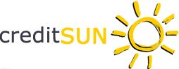 Text: "creditSUN" mit gelbem Sonnensymbol rechts.