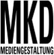 Textlogo mit den Buchstaben "MKD" und dem Wort "Mediengestaltung" darunter in Schwarz.