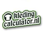 Logo van kledingcalculator.nl met T-shirt pictogram en groene rand.